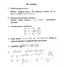 Eksāmens matemātikā 1. semestris, 40. variants